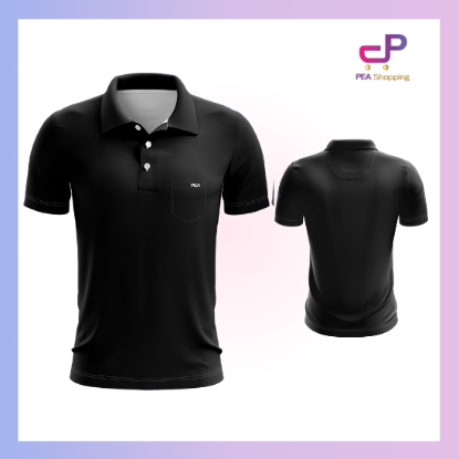 รูปภาพของ รุ่นใหม่!! เสื้อโปโลคอปก สีดำ PEA (แบบมีกระเป๋า)